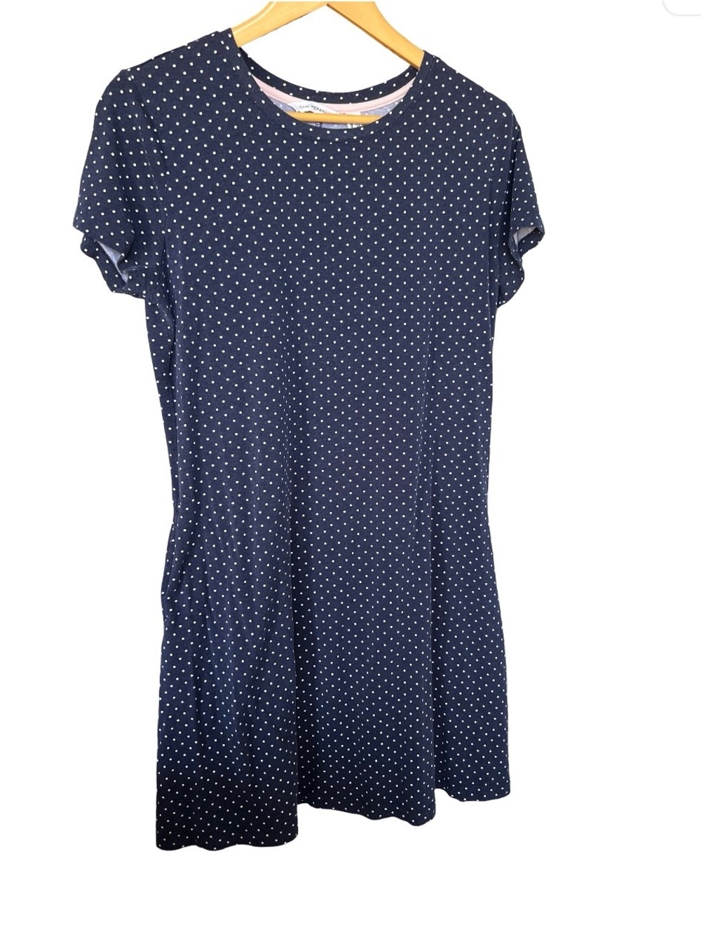 Isaac Mizrahi Navy Blue Polka Dot TShirt Dress Size MP!